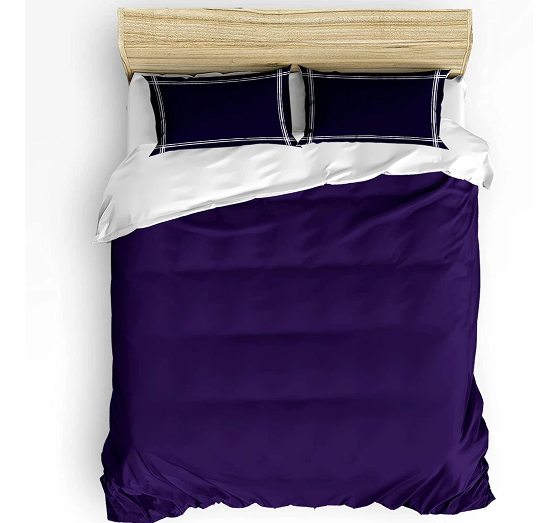 Personalized Bedding Set - Minimalism Dark Purple Cozy Solid Color Backdrop Included 1 Ultra Soft Duvet Cover or Quilt and 2 Lightweight Breathe Pillowcases