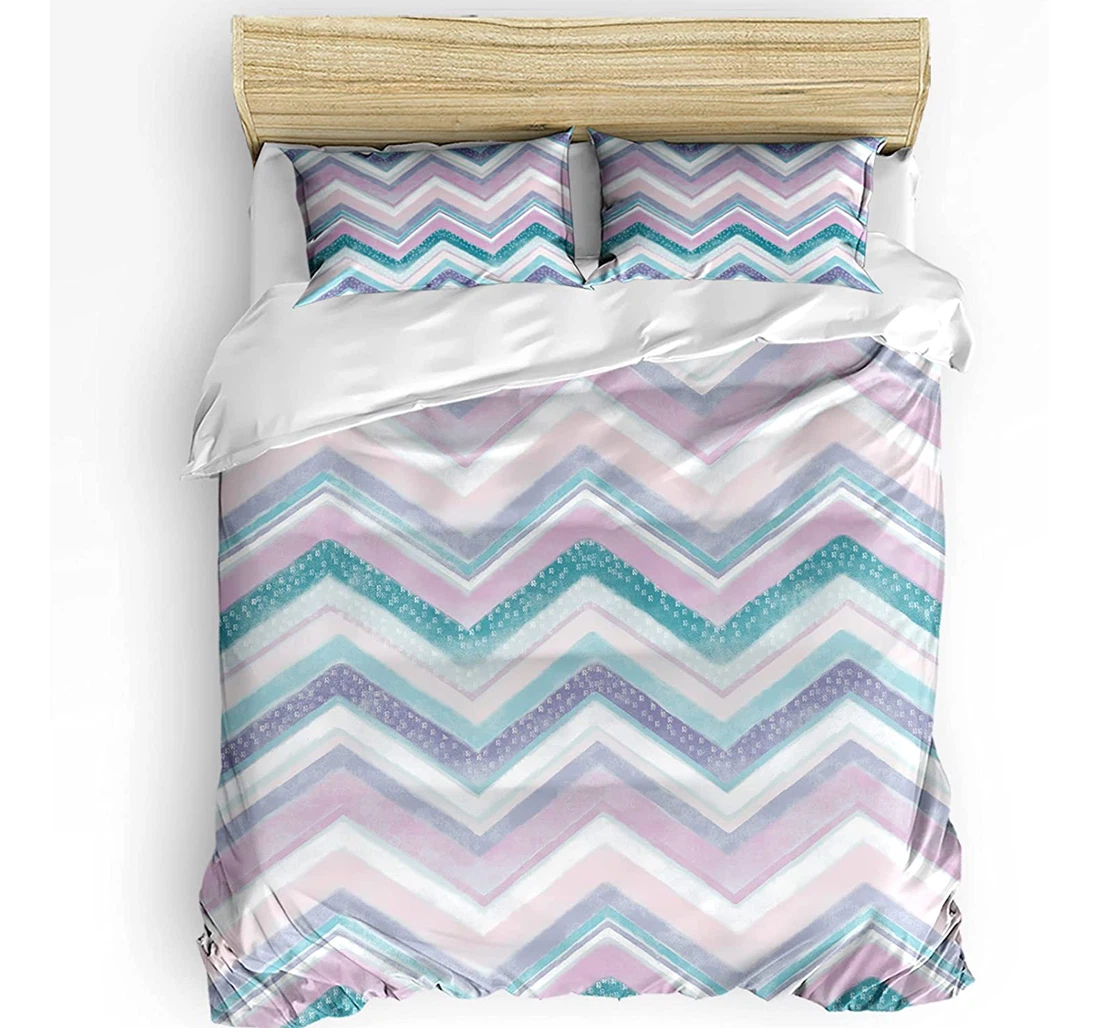Personalized Bedding Set - Ombre Pink Ripple Stripes Cozy Northern Europe Style Included 1 Ultra Soft Duvet Cover or Quilt and 2 Lightweight Breathe Pillowcases
