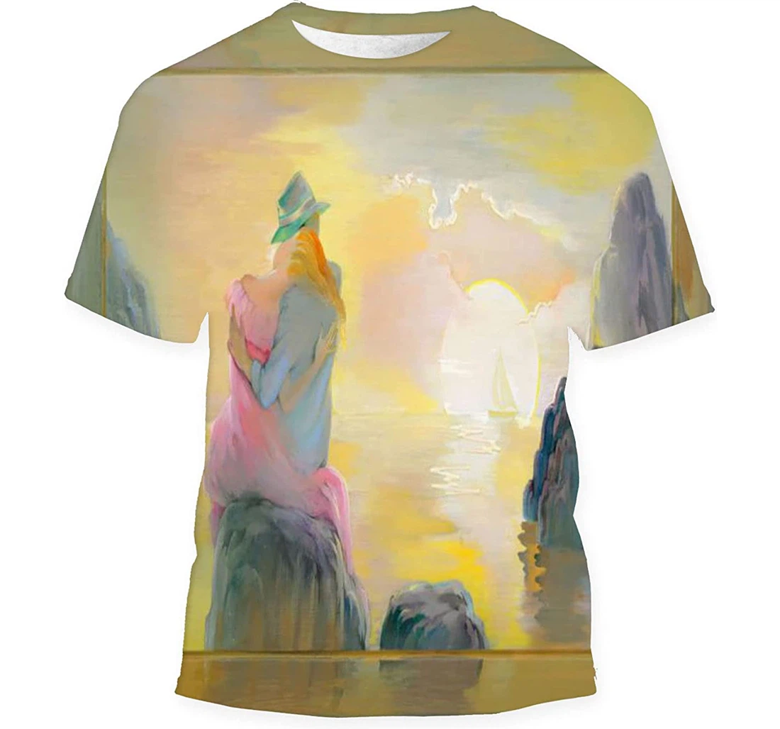 Sonata On Sunrise Oil Painting Wood - 3D Printed T-shirt, Long Sleeves Shirt