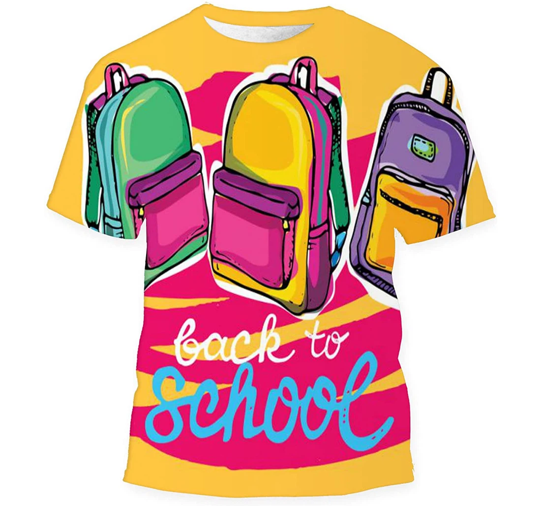 Hand Drawn Doodle Backpack Back School Birthday Halloween - 3D Printed T-shirt, Long Sleeves Shirt