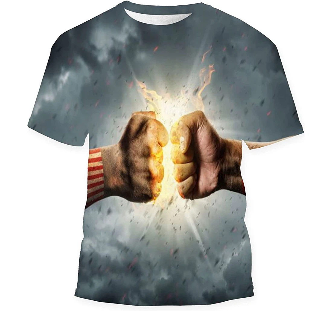 Close Clash Two Fists Conflict Concept Birthday Halloween - 3D Printed T-shirt, Long Sleeves Shirt