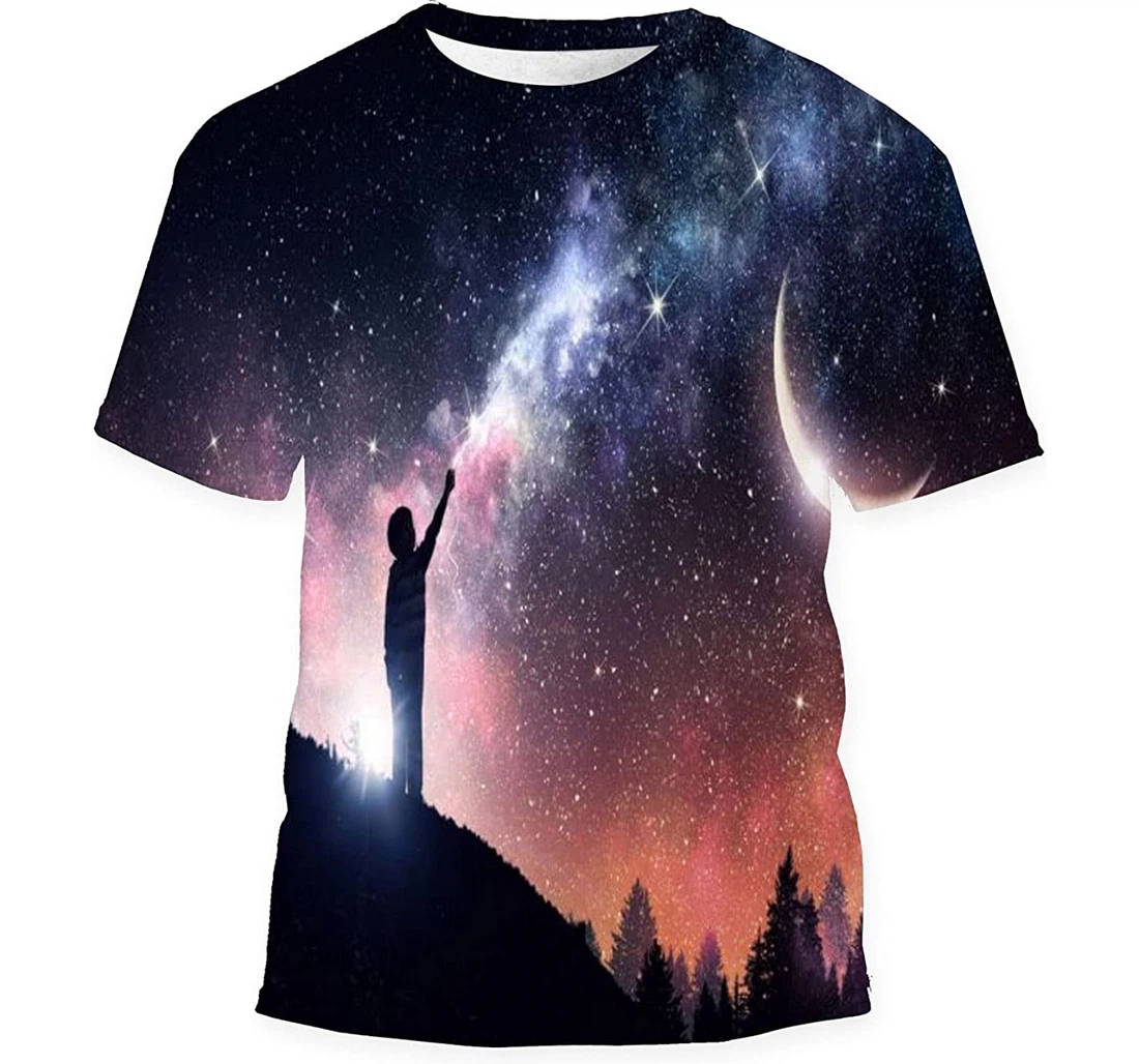 Stary Clear Night Sky Mixed Media Birthday Halloween - 3D Printed T-shirt, Long Sleeves Shirt