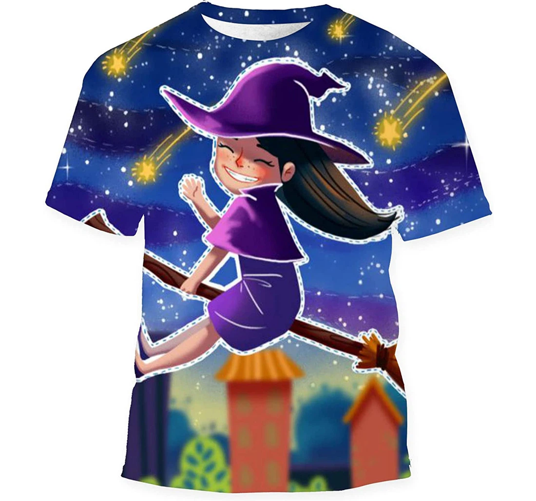 Little Witch Sticker Video Games Birthday Halloween - 3D Printed T-shirt, Long Sleeves Shirt