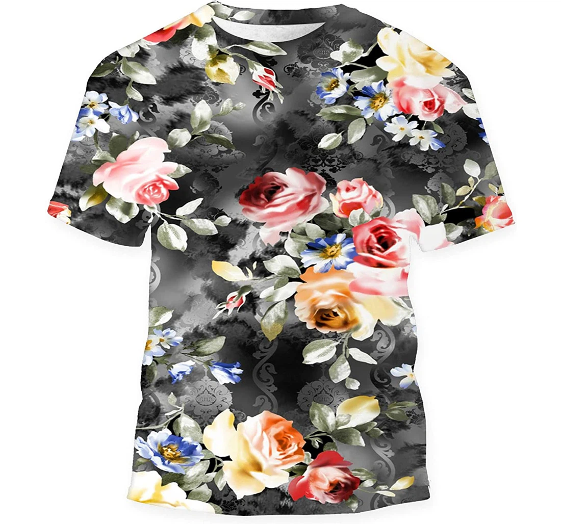 Rose Flowers On Ground Classic Birthday Halloween - 3D Printed T-shirt, Long Sleeves Shirt