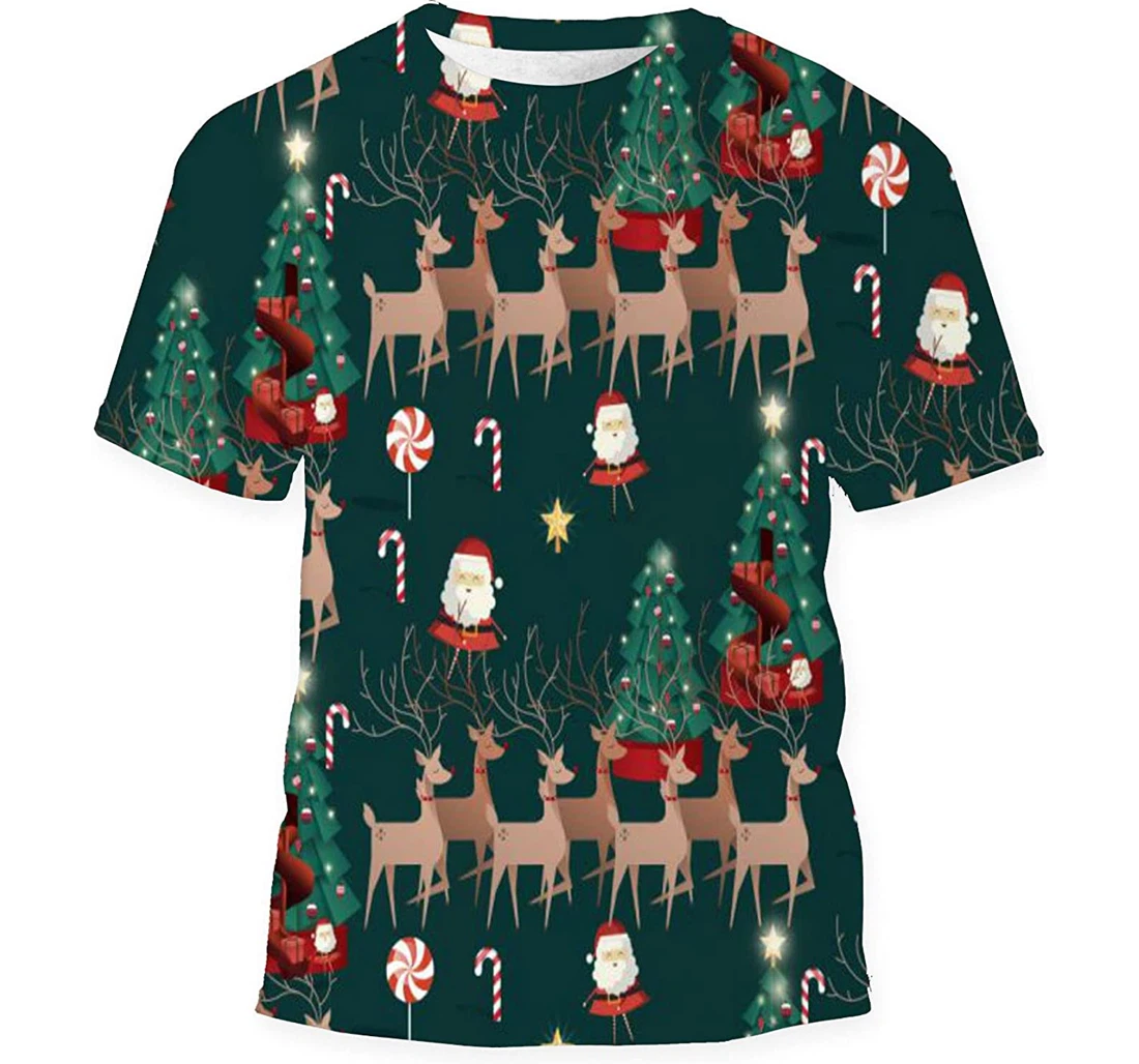 Christmas Santa Claus Tree Deer Birthday Halloween - 3D Printed T-shirt, Long Sleeves Shirt