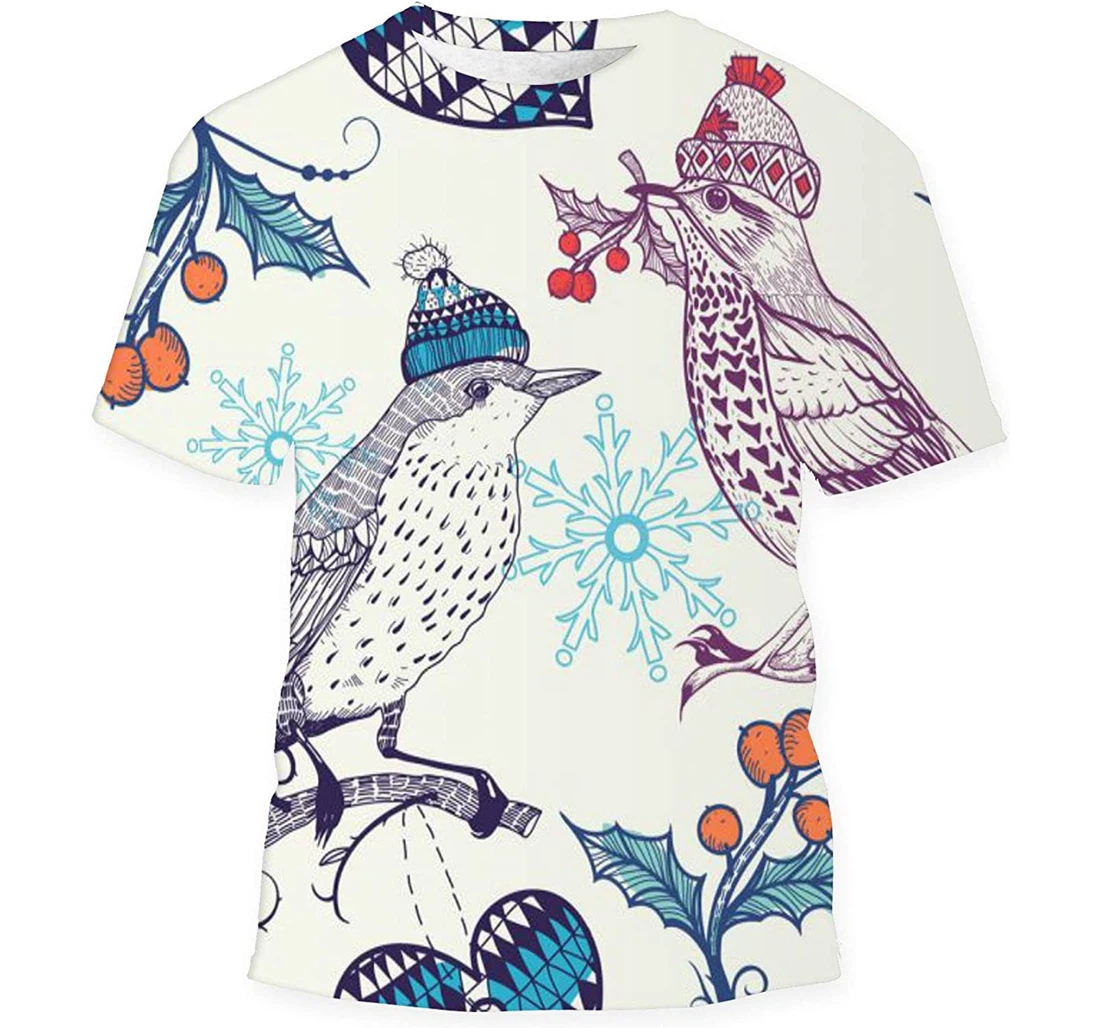 Christmas Vintage Birds Birthday Halloween - 3D Printed T-shirt, Long Sleeves Shirt