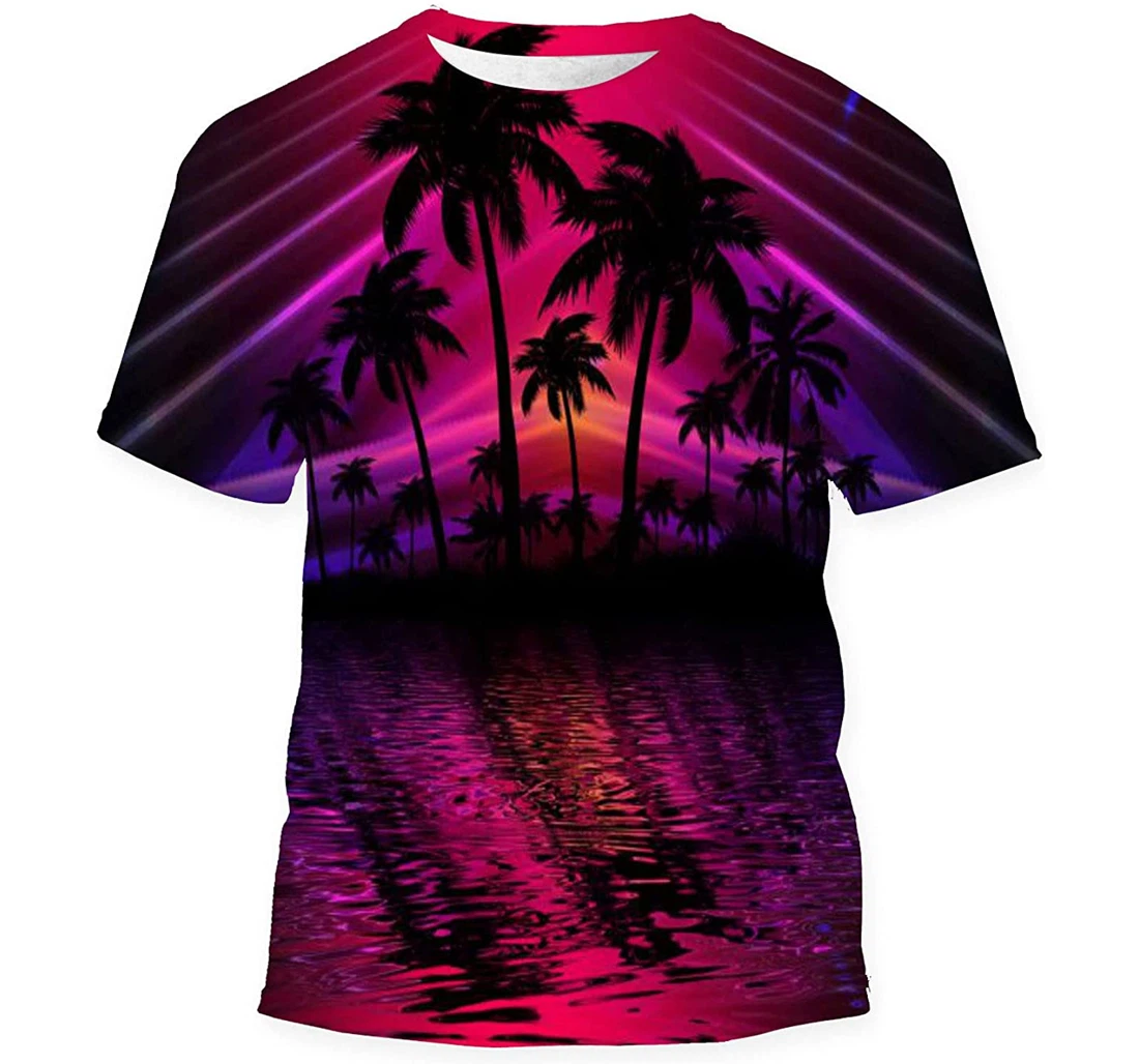 Abstract Modern Futuristic Dark Landscape Tropical Birthday Halloween - 3D Printed T-shirt, Long Sleeves Shirt