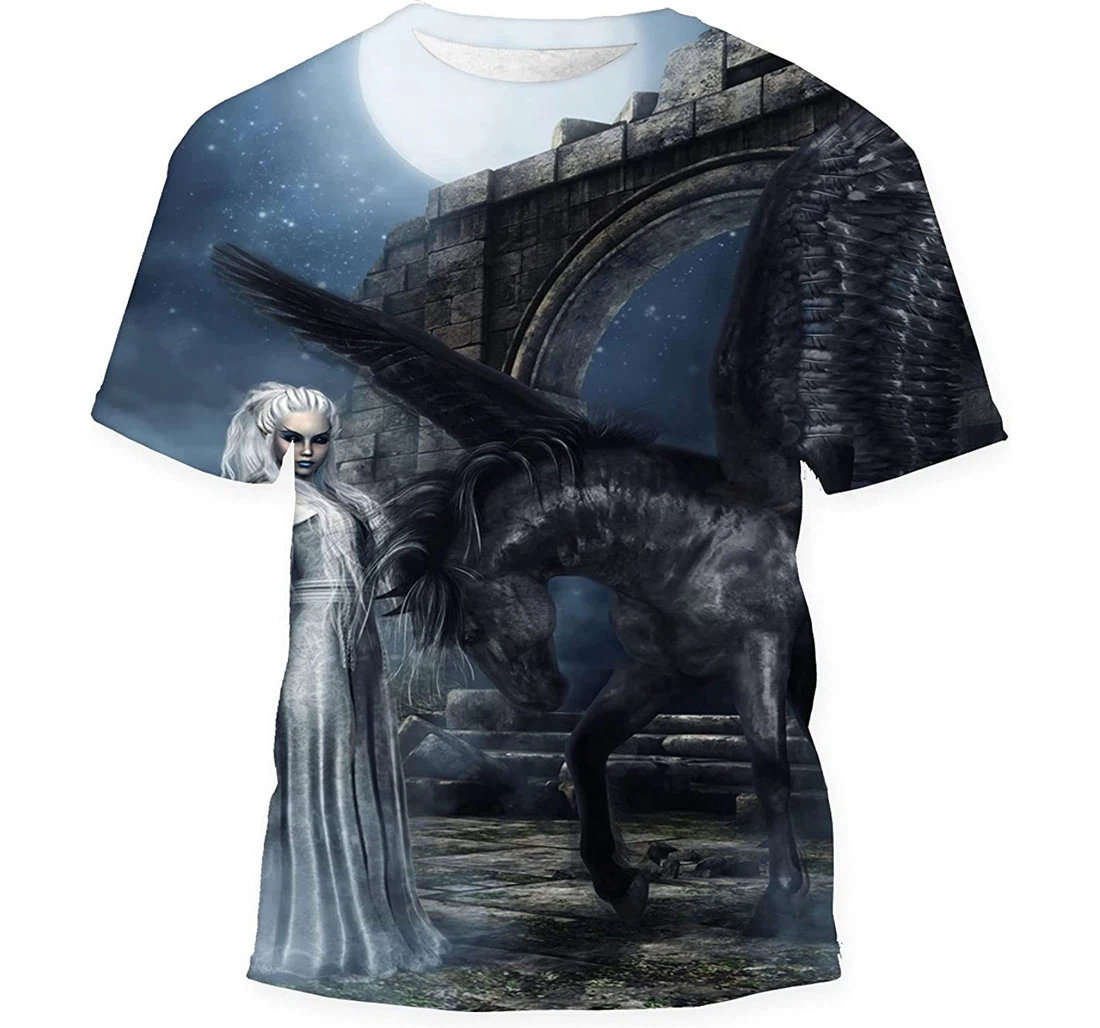 Night Scenery Fantasy Elven Princess Birthday Halloween - 3D Printed T-shirt, Long Sleeves Shirt