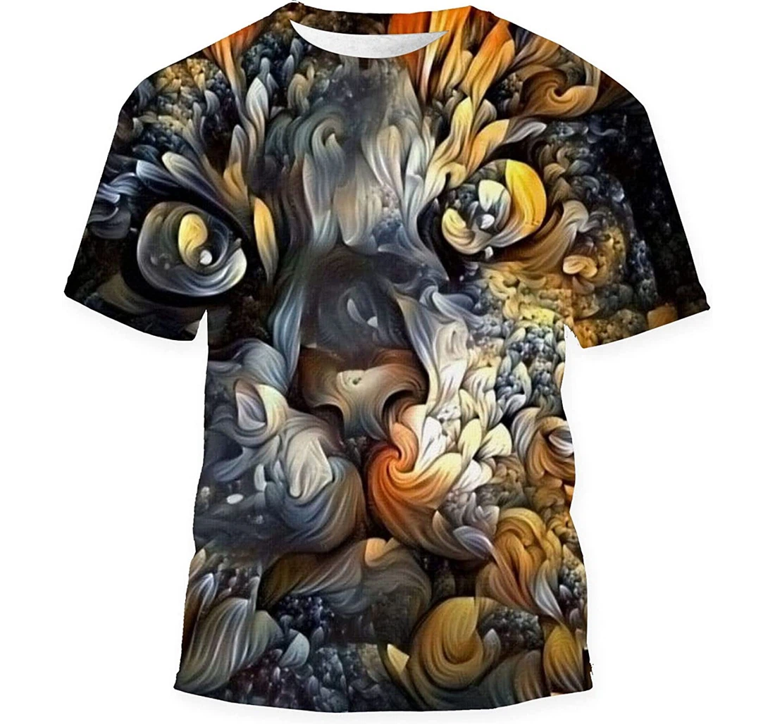 Modern Art Cat Painting Rendering Birthday Halloween - 3D Printed T-shirt, Long Sleeves Shirt