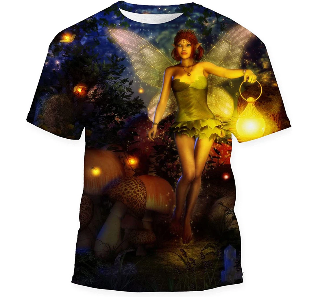 Painting Fairy Guarding Magical Forest Birthday Halloween - 3D Printed T-shirt, Long Sleeves Shirt