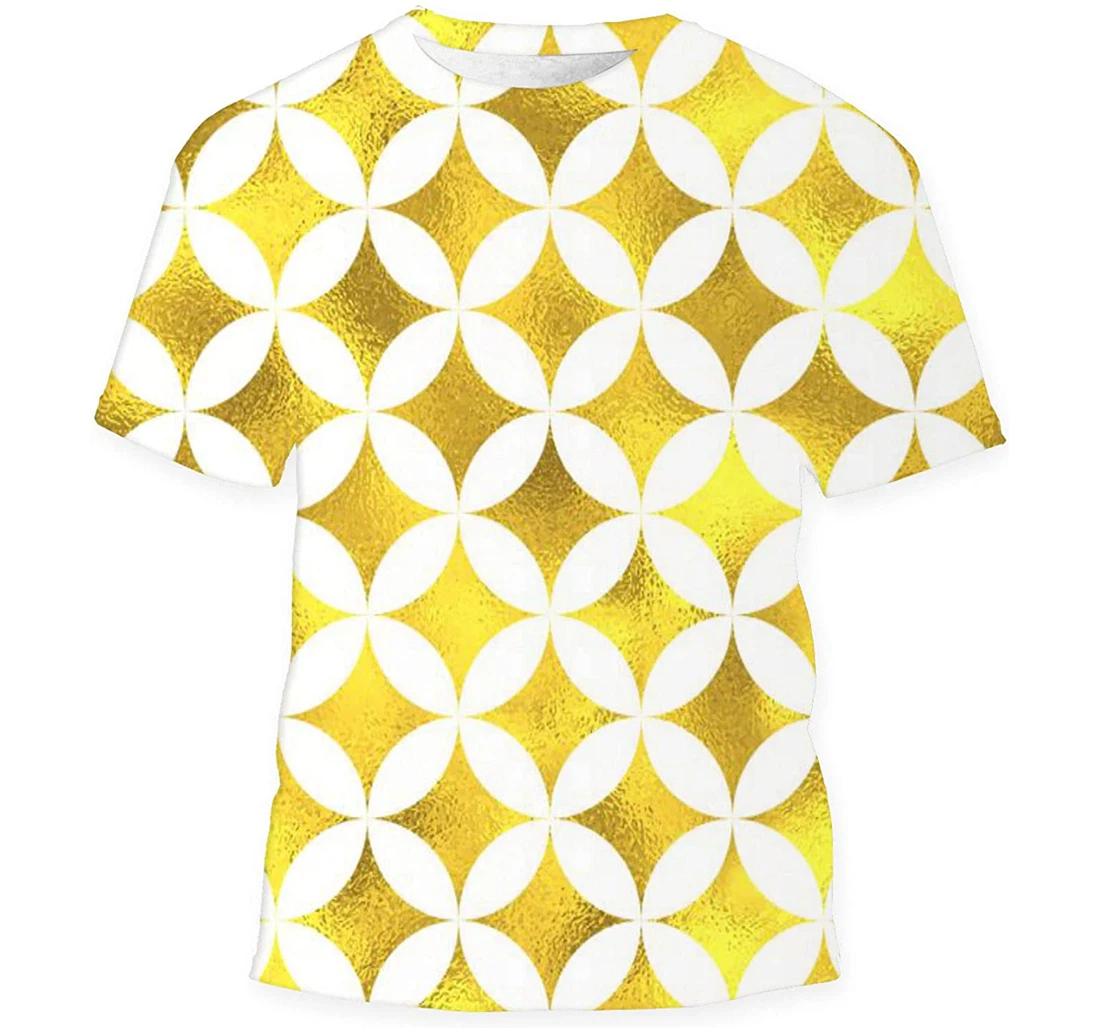 Gold Glittering Foil Geometric Birthday Halloween - 3D Printed T-shirt, Long Sleeves Shirt