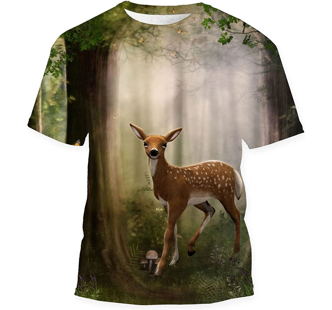 Render Roe Deer Fawn Enchanting Birthday Halloween - 3D Printed T-shirt, Long Sleeves Shirt