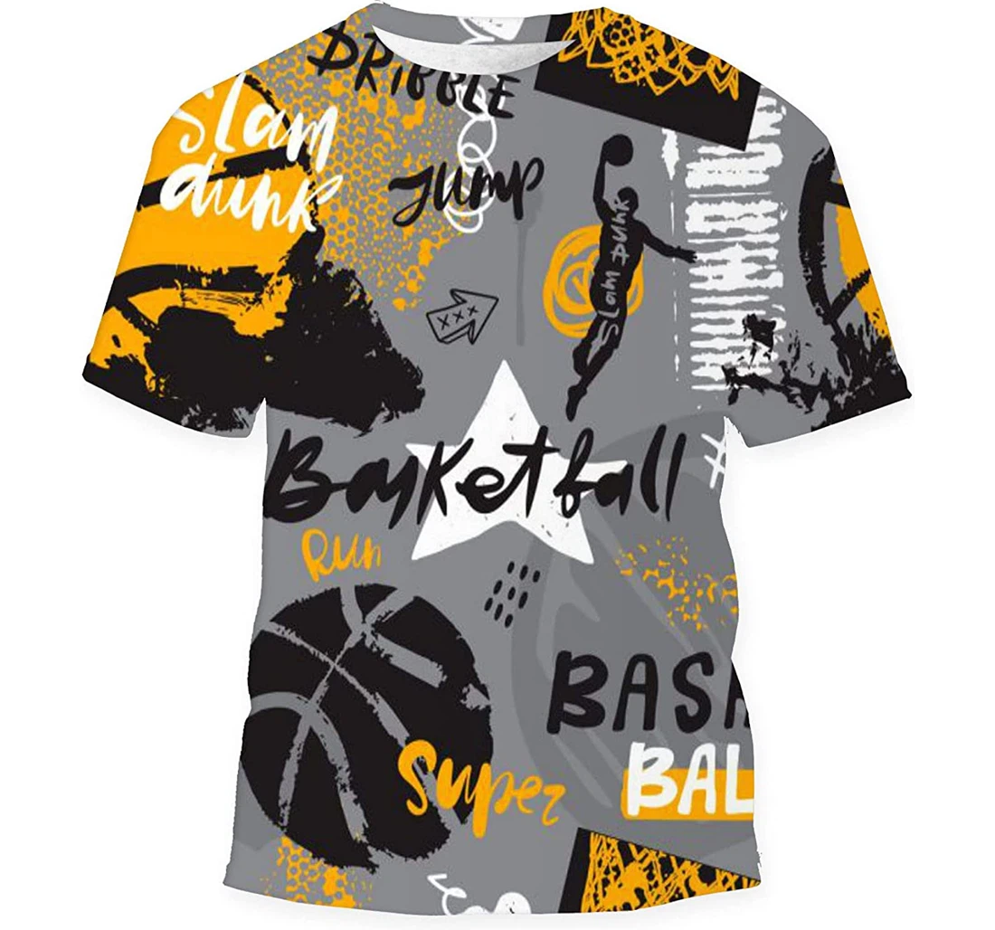 Basketball Hand Drawing Sport - 3D Printed T-shirt, Long Sleeves Shirt