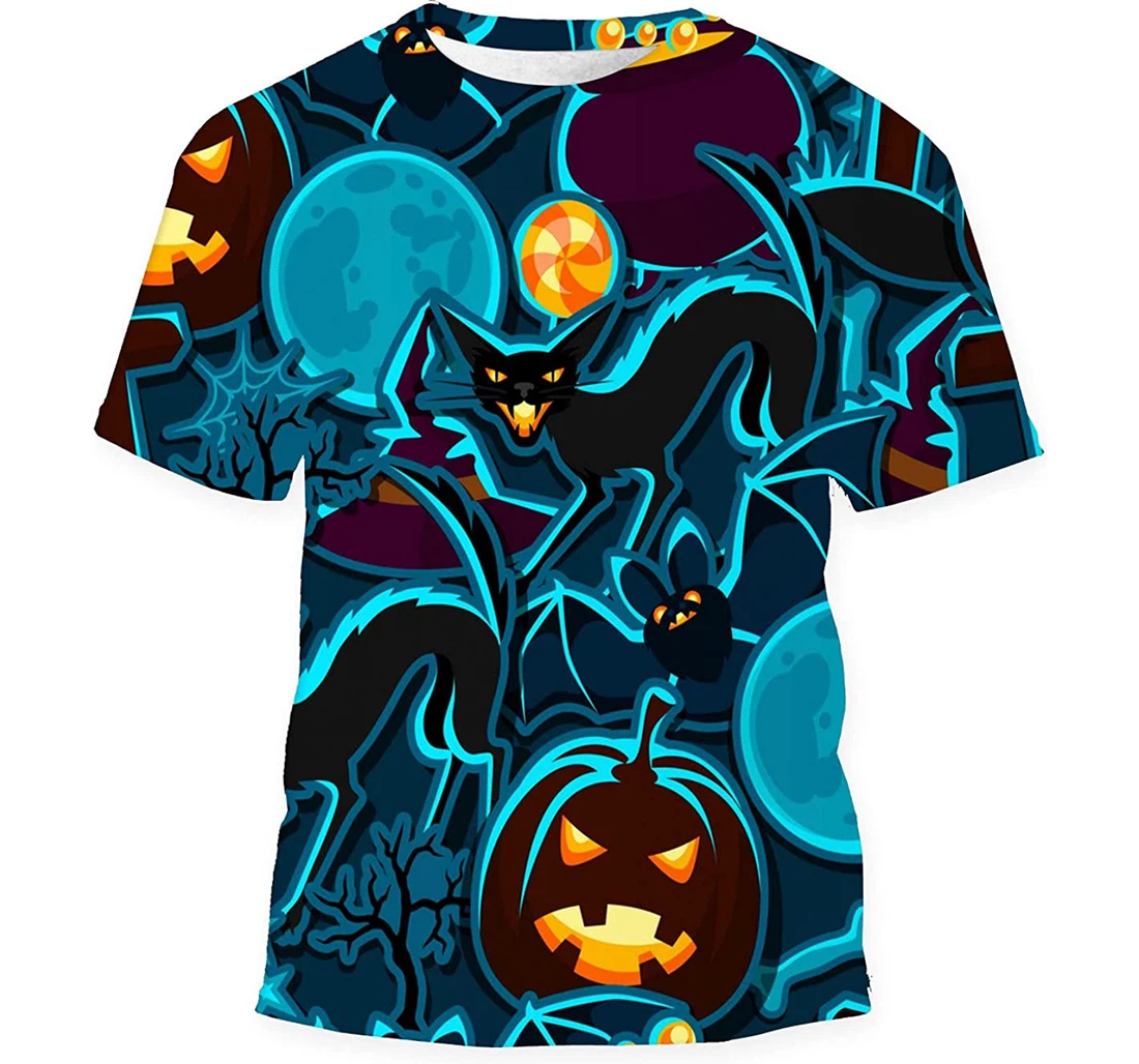 Happy Halloween Stickers Characters - 3D Printed T-shirt, Long Sleeves Shirt