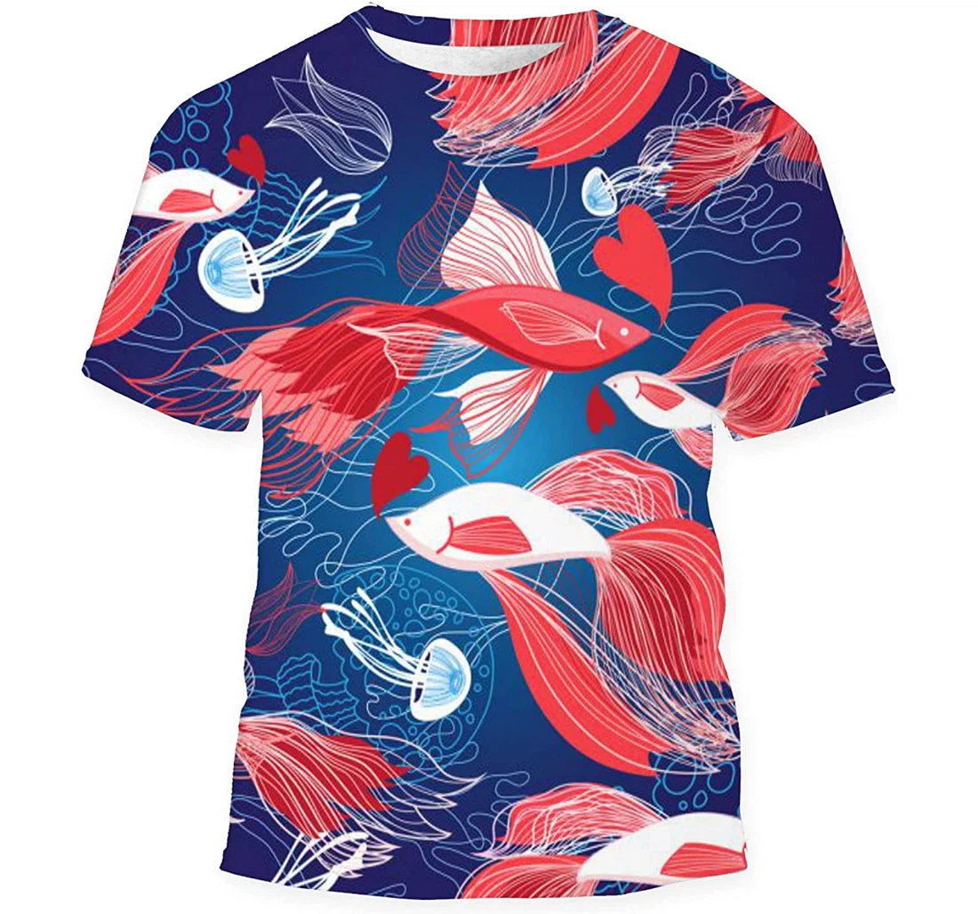 Bright Lovers Red Fish Birthday Halloween - 3D Printed T-shirt, Long Sleeves Shirt