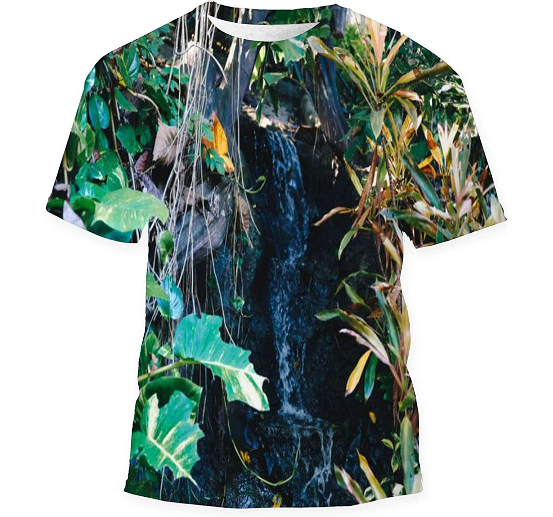 Flowing Water Stream Waterfall Cascade Park Birthday Halloween - 3D Printed T-shirt, Long Sleeves Shirt