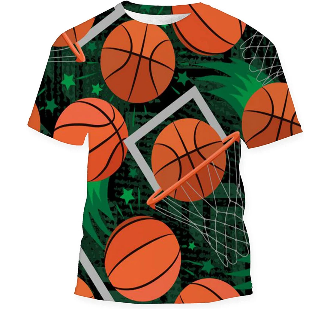 Basket Balls Texture Sport Birthday Halloween - 3D Printed T-shirt, Long Sleeves Shirt