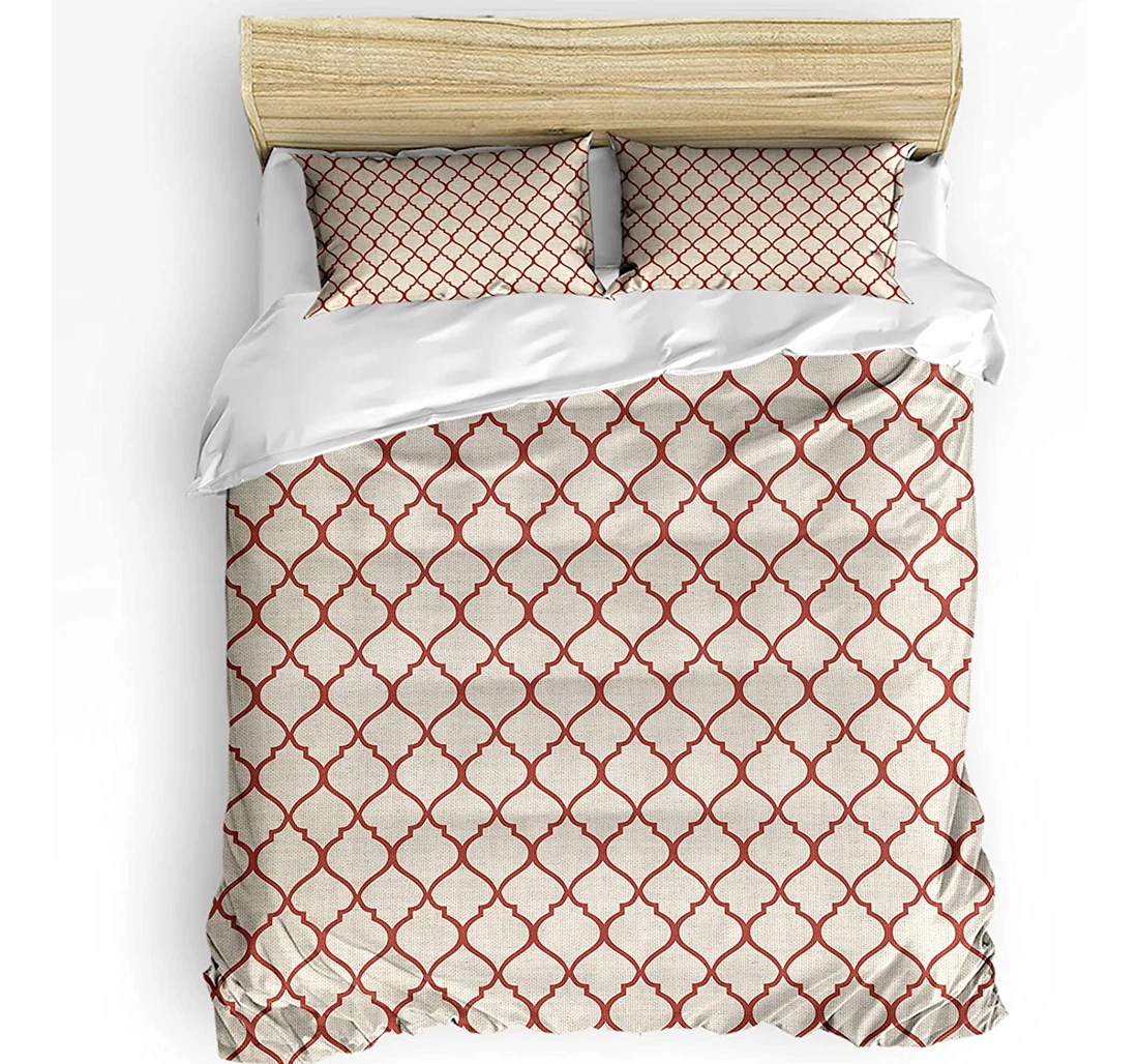 Personalized Bedding Set - Morocco Texture Cozy Rural Linen Style Included 1 Ultra Soft Duvet Cover or Quilt and 2 Lightweight Breathe Pillowcases