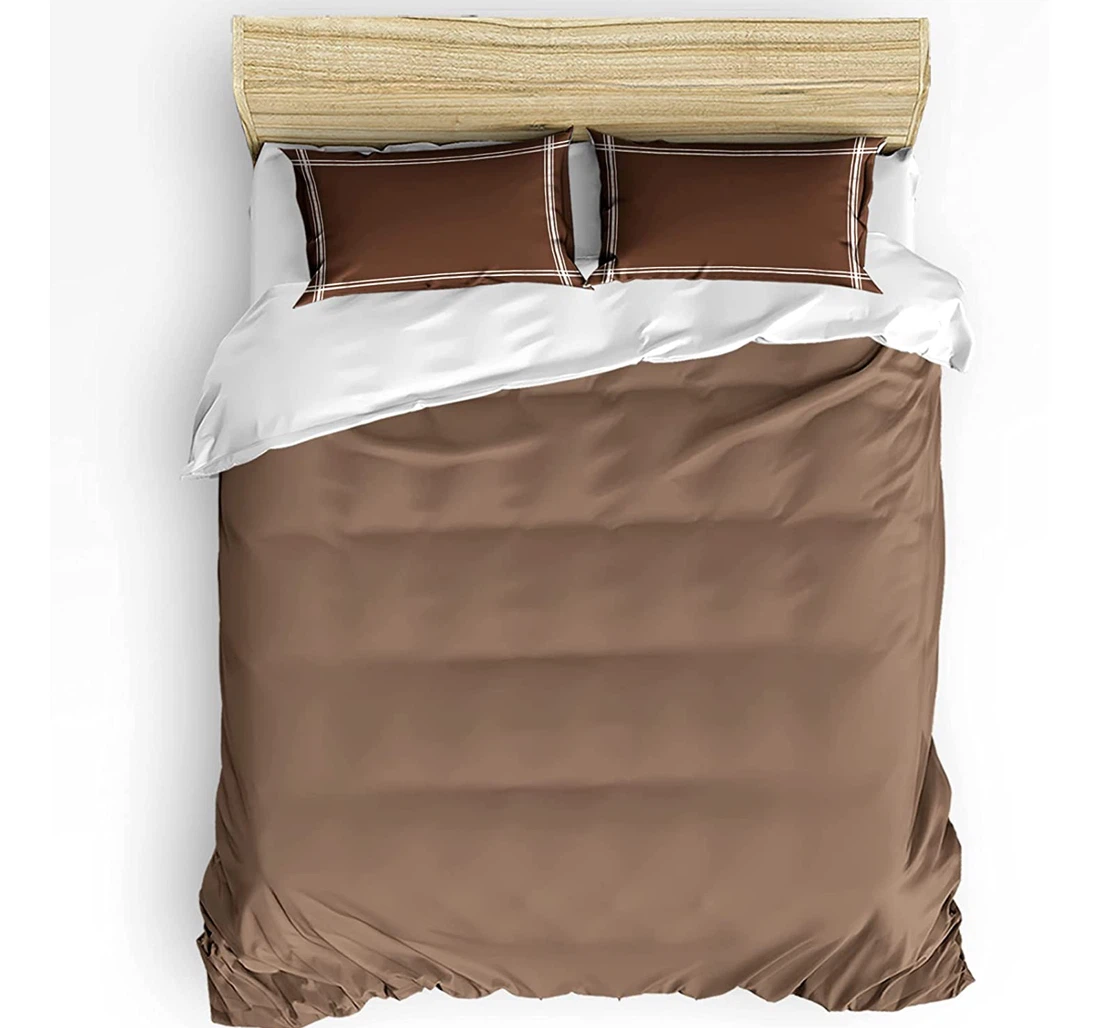 Personalized Bedding Set - Solid Color Brown Minimalism Style Included 1 Ultra Soft Duvet Cover or Quilt and 2 Lightweight Breathe Pillowcases
