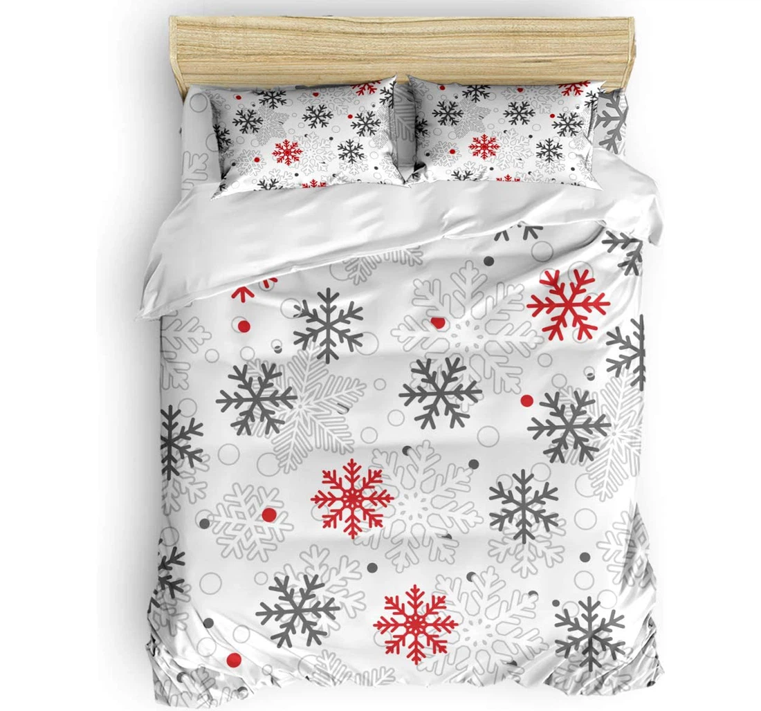 Personalized Bedding Set - Christmas Snowflake Winder Landscape Included 1 Ultra Soft Duvet Cover or Quilt and 2 Lightweight Breathe Pillowcases