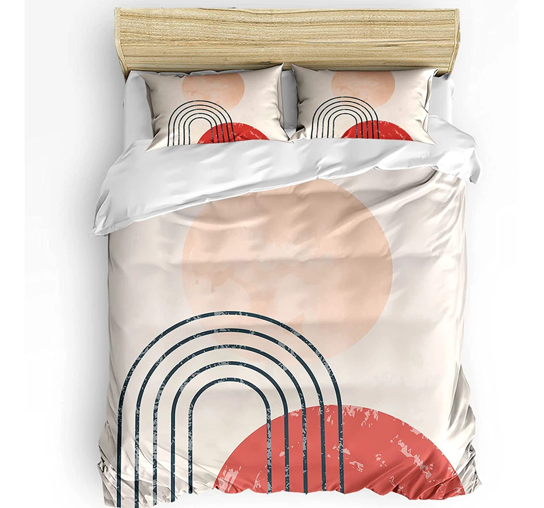 Personalized Bedding Set - Abstract Sun Rainbow Tropical Plant Cozy Line Art Included 1 Ultra Soft Duvet Cover or Quilt and 2 Lightweight Breathe Pillowcases