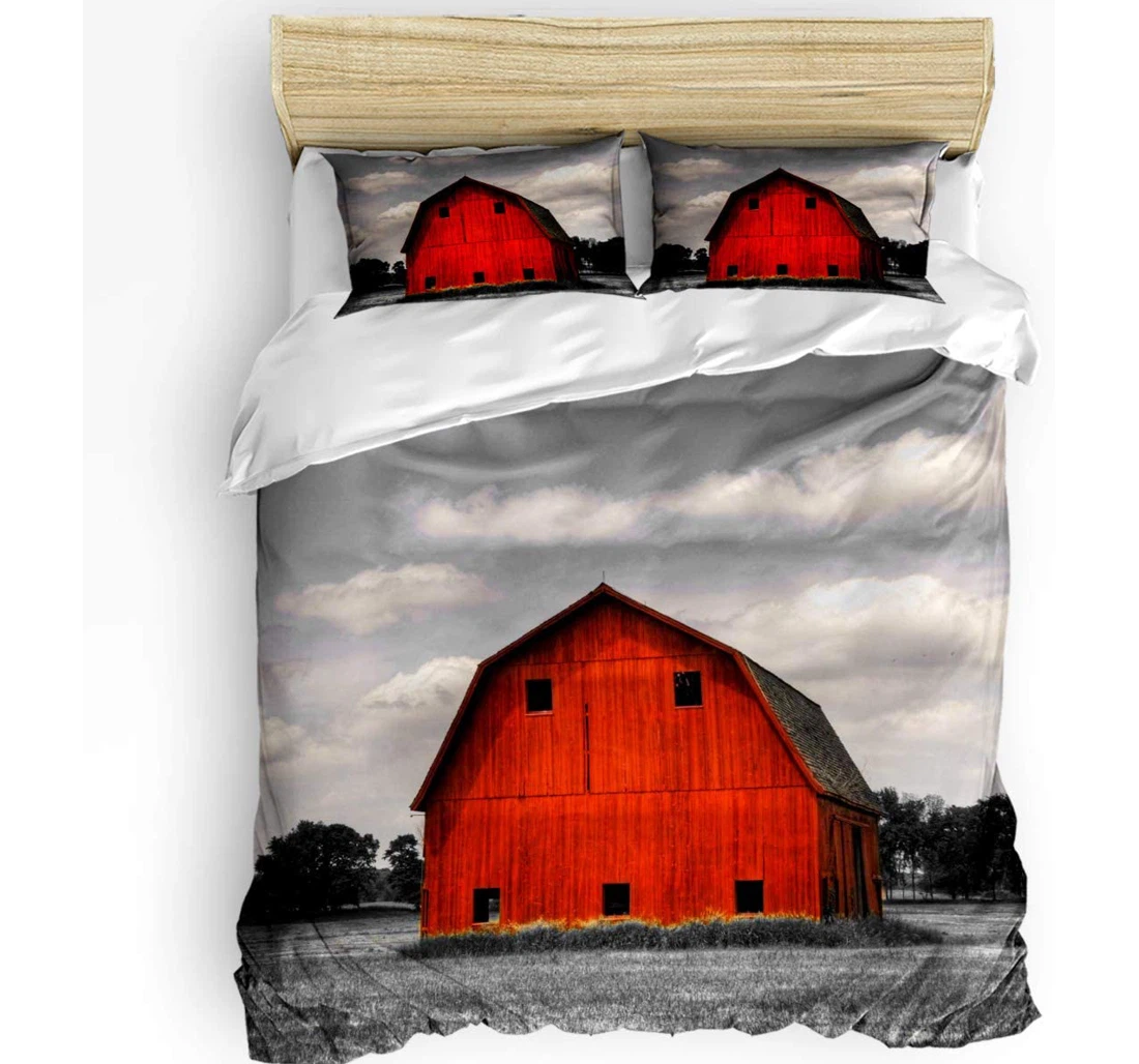 Personalized Bedding Set - Barnyard On Gray Farm Wild Cozy Included 1 Ultra Soft Duvet Cover or Quilt and 2 Lightweight Breathe Pillowcases