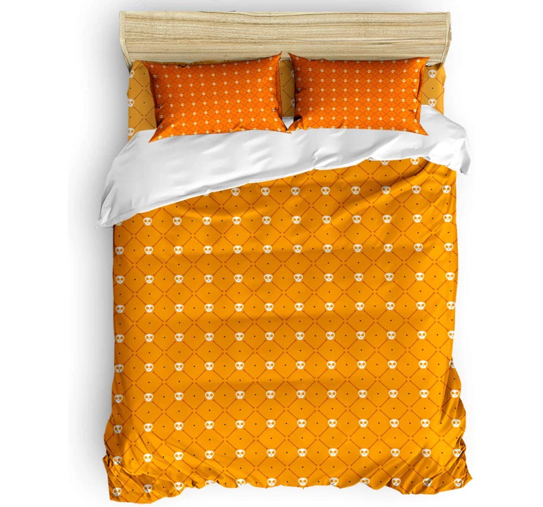 Personalized Bedding Set - Halloween Skull Filling Orange Texture Included 1 Ultra Soft Duvet Cover or Quilt and 2 Lightweight Breathe Pillowcases