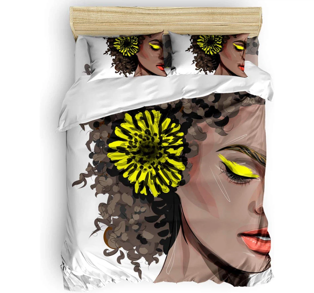 Personalized Bedding Set - Black Girs Daisy Graffiti Painting Included 1 Ultra Soft Duvet Cover or Quilt and 2 Lightweight Breathe Pillowcases