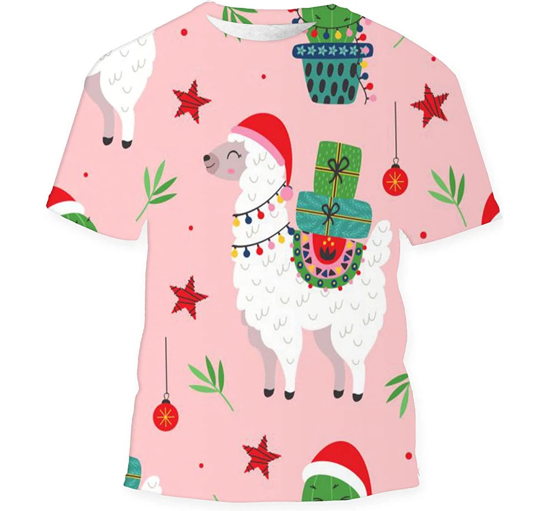 Christmas Llama Cactus - 3D Printed T-shirt, Long Sleeves Shirt