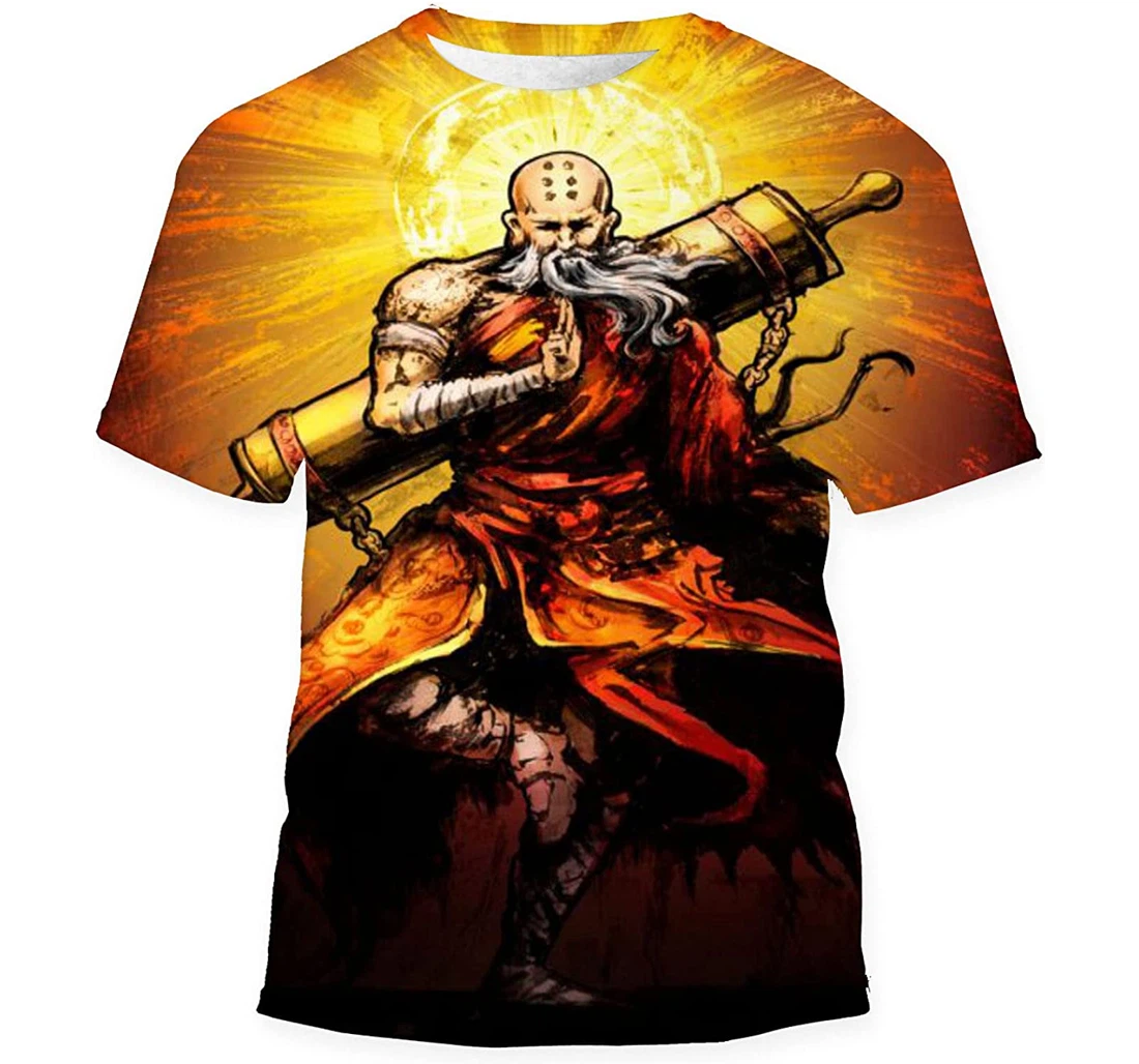 Shaolin Monk Old Man Stands On - 3D Printed T-shirt, Long Sleeves Shirt