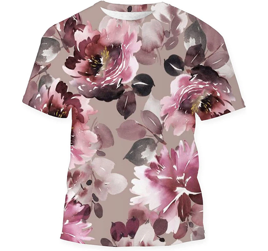 Summer Watercolor Flowers Handmade - 3D Printed T-shirt, Long Sleeves Shirt