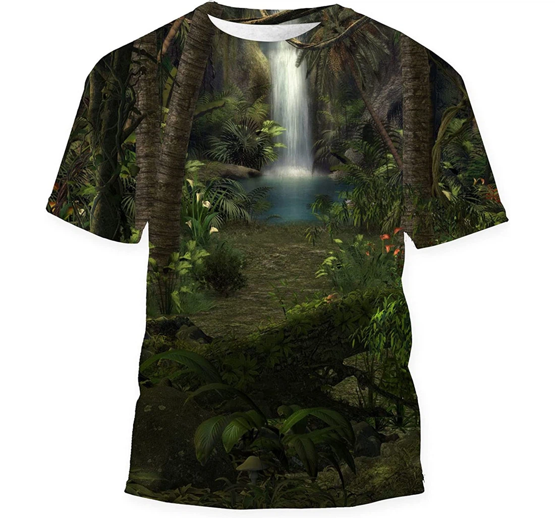 Render Enchanting Magical Waterfall Dense - 3D Printed T-shirt, Long Sleeves Shirt