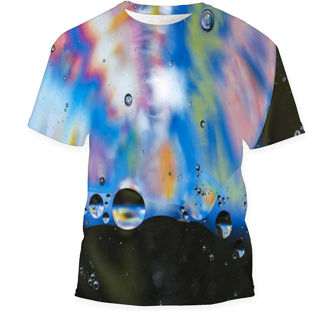 Colorful Background Water Drops Oil - 3D Printed T-shirt, Long Sleeves Shirt