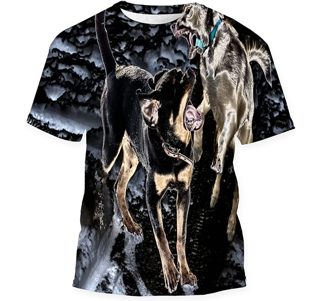Dog Fight Winter - 3D Printed T-shirt, Long Sleeves Shirt