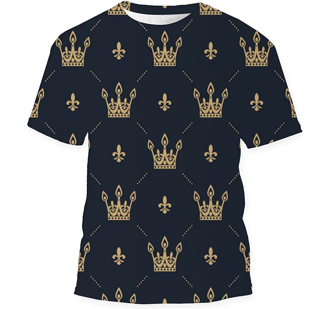 Retro Style Gold Crown - 3D Printed T-shirt, Long Sleeves Shirt