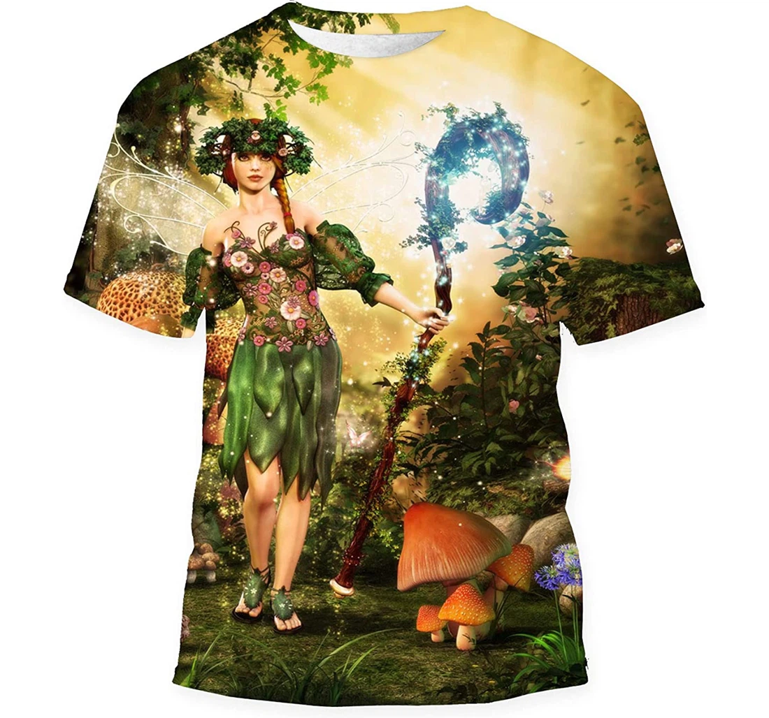 Painting Fairy Guarding Magical Forest - 3D Printed T-shirt, Long Sleeves Shirt