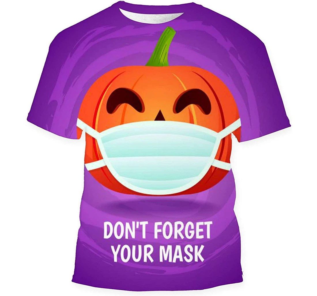 Halloween Pumpkin Wear Mask Dont Forget - 3D Printed T-shirt, Long Sleeves Shirt