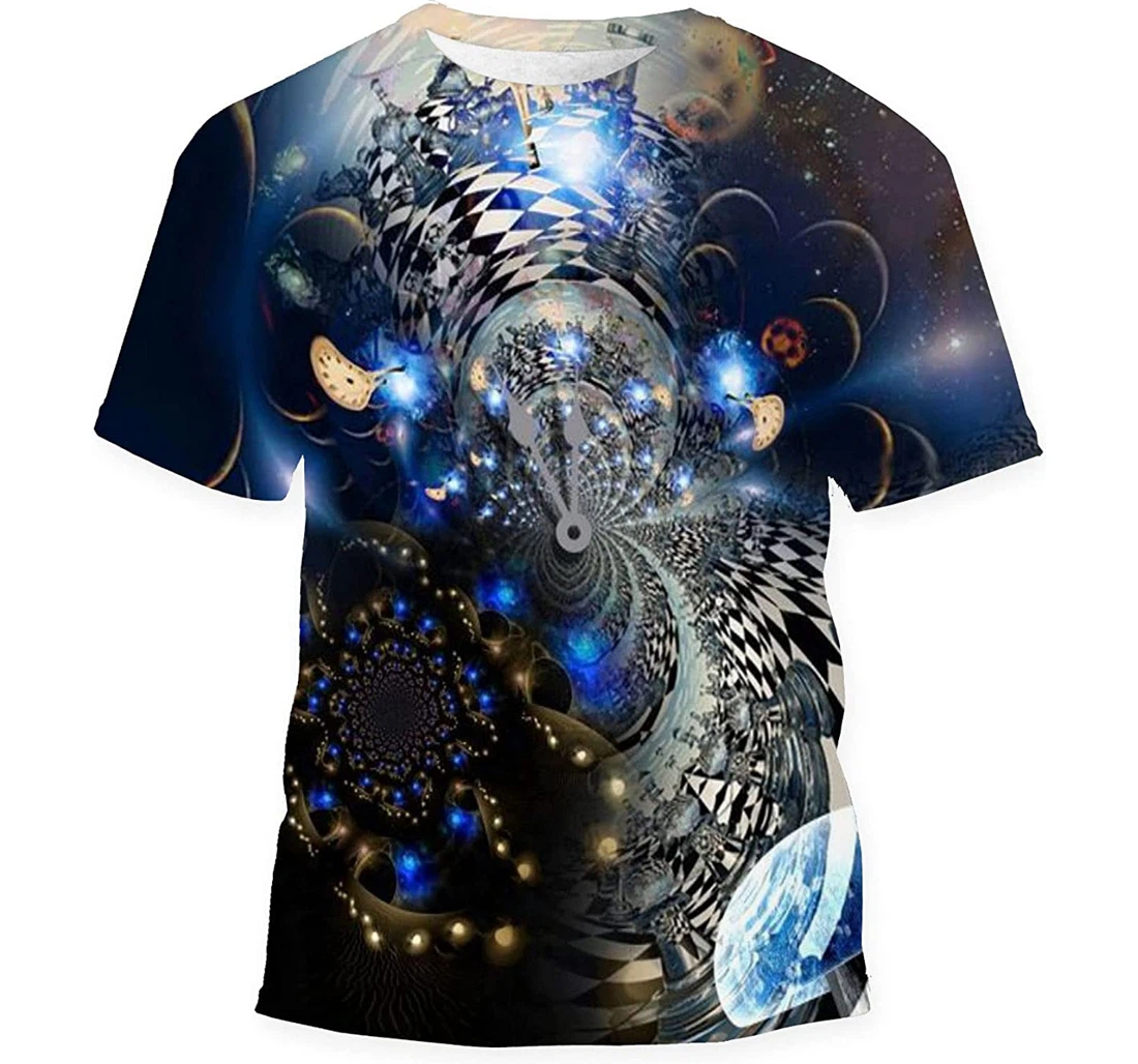 Surreal Dream Clock Face Hallucinogenic Mushroom - 3D Printed T-shirt, Long Sleeves Shirt