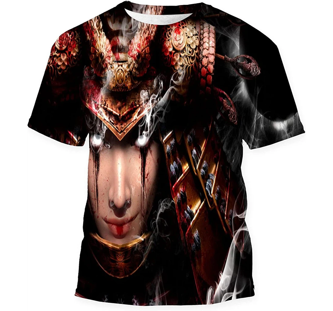 Beautiful Samurai Woman White Eyes Which - 3D Printed T-shirt, Long Sleeves Shirt