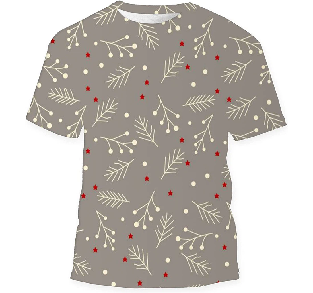 Christmas Spruce Branches Berries - 3D Printed T-shirt, Long Sleeves Shirt