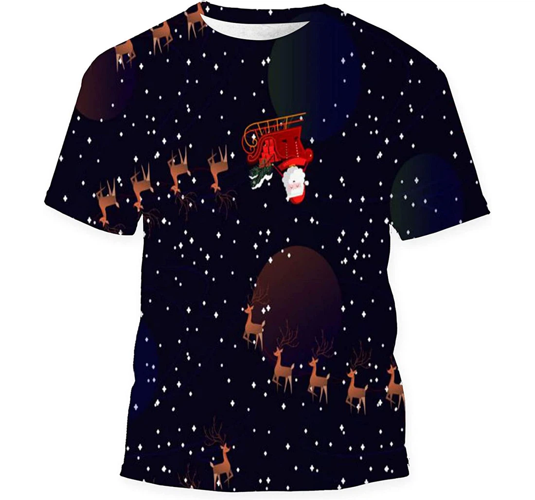 Christmas Space Noel Year Santa - 3D Printed T-shirt, Long Sleeves Shirt