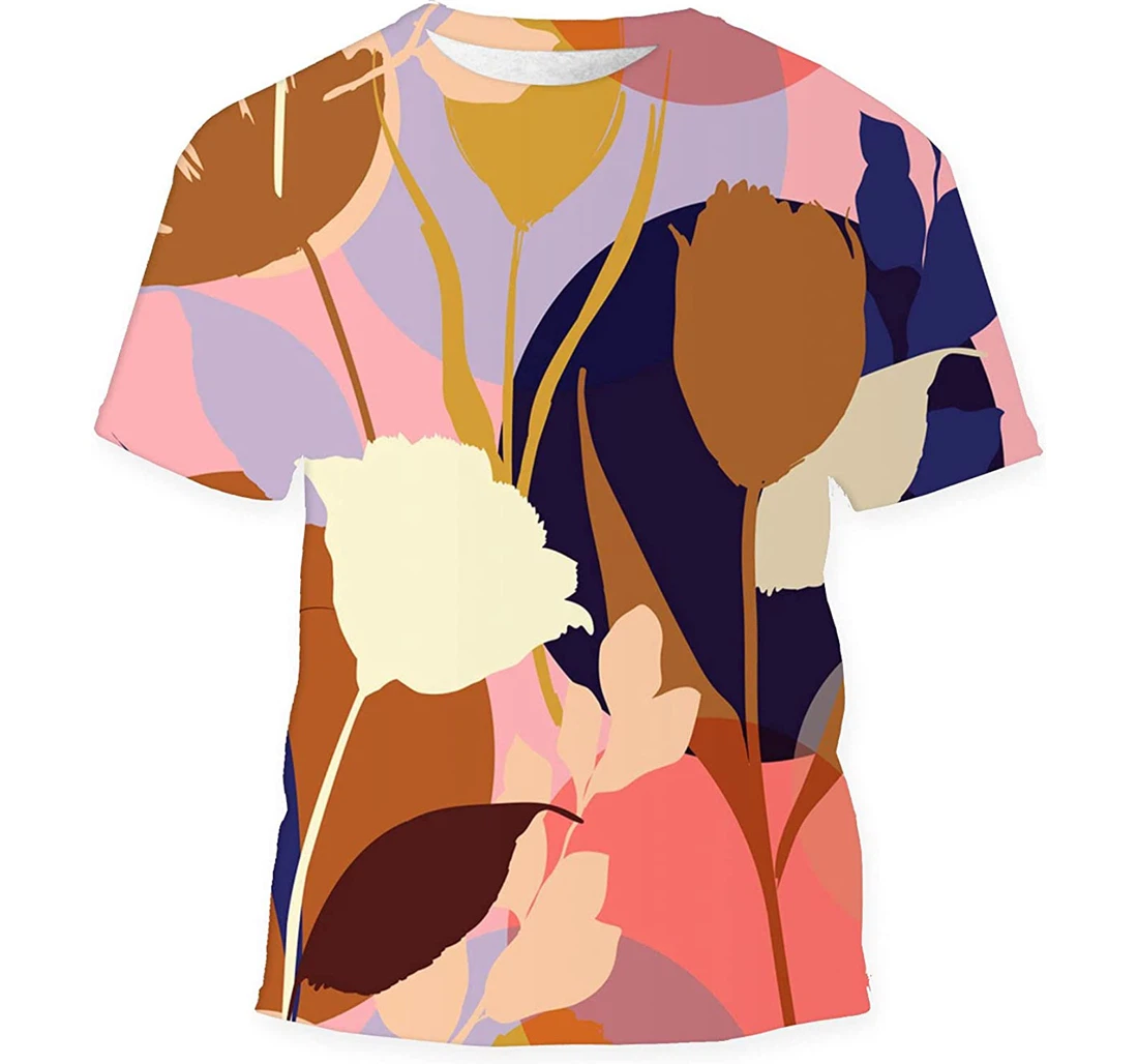 Colorful Bright Summer Silhouette Abstract - 3D Printed T-shirt, Long Sleeves Shirt