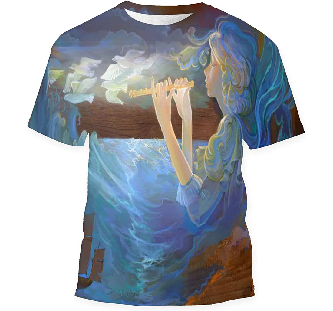 Song Sea Oil Painting On Wood - 3D Printed T-shirt, Long Sleeves Shirt