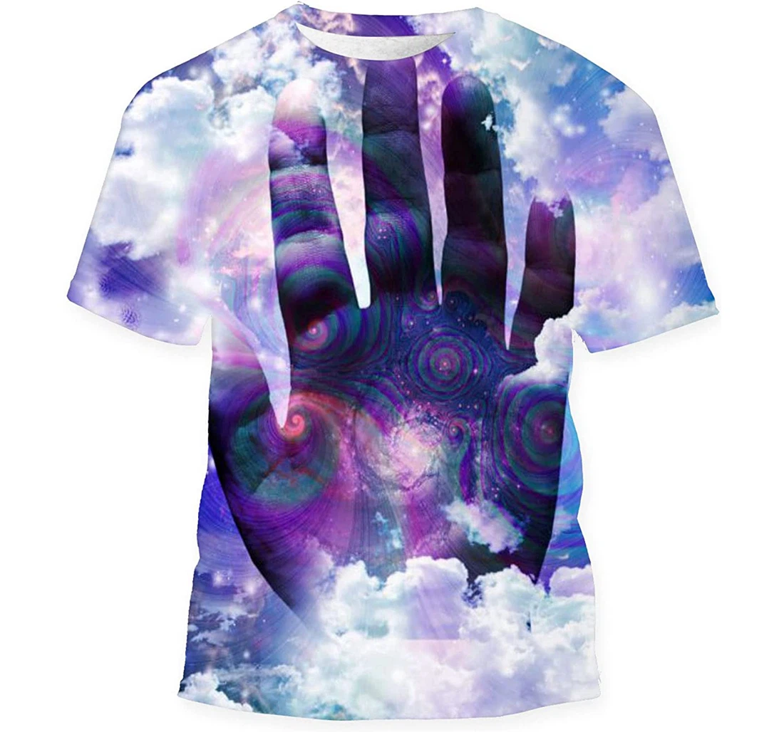 Human Palm Galaxy Rendering - 3D Printed T-shirt, Long Sleeves Shirt