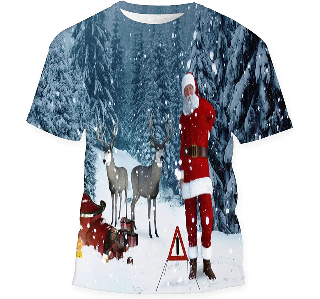 Santa Claus Had Accident His Sleigh - 3D Printed T-shirt, Long Sleeves Shirt