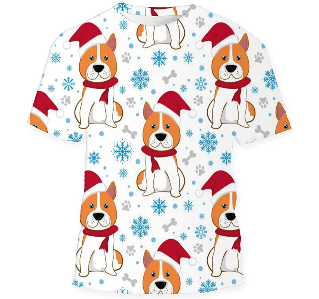 Santa Dog Christmas - 3D Printed T-shirt, Long Sleeves Shirt