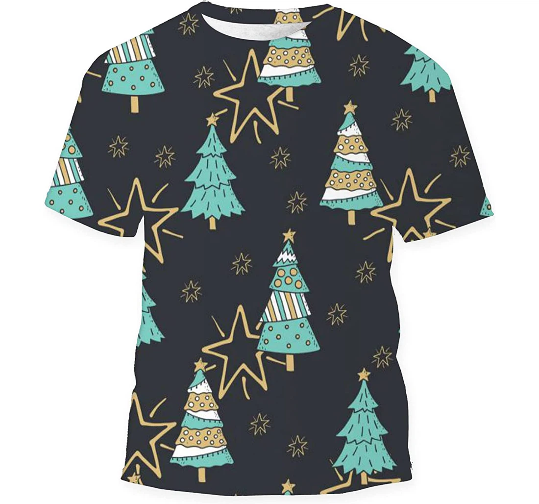 Stylish Merry Christmas Trees - 3D Printed T-shirt, Long Sleeves Shirt