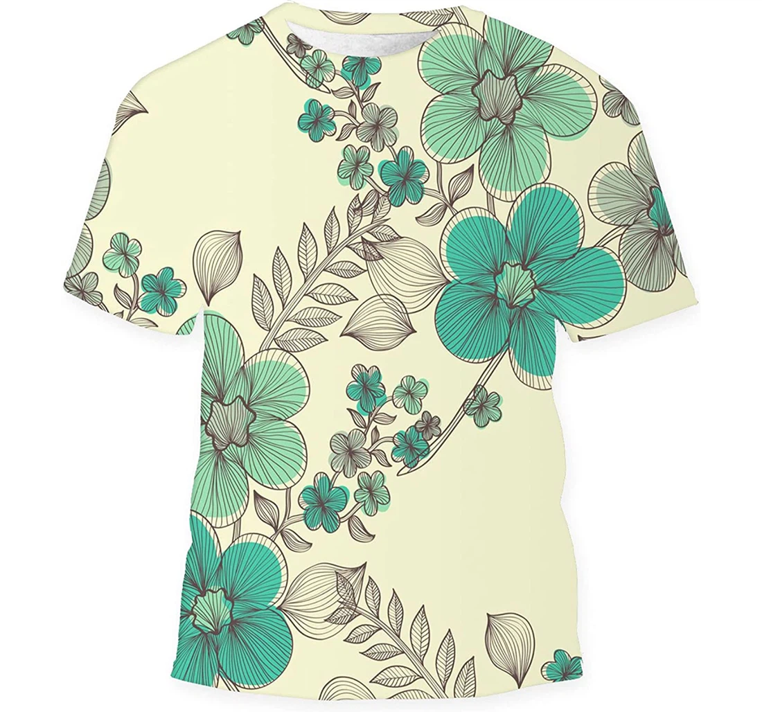 Elegant Abstract Flowers Your - 3D Printed T-shirt, Long Sleeves Shirt