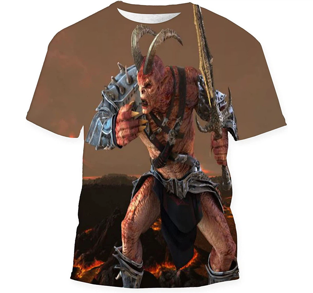 Demon Monster On Fantasy - 3D Printed T-shirt, Long Sleeves Shirt