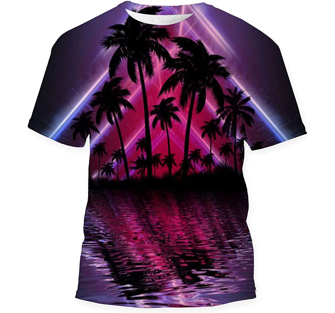 Abstract Modern Futuristic Dark Landscape Tropical - 3D Printed T-shirt, Long Sleeves Shirt